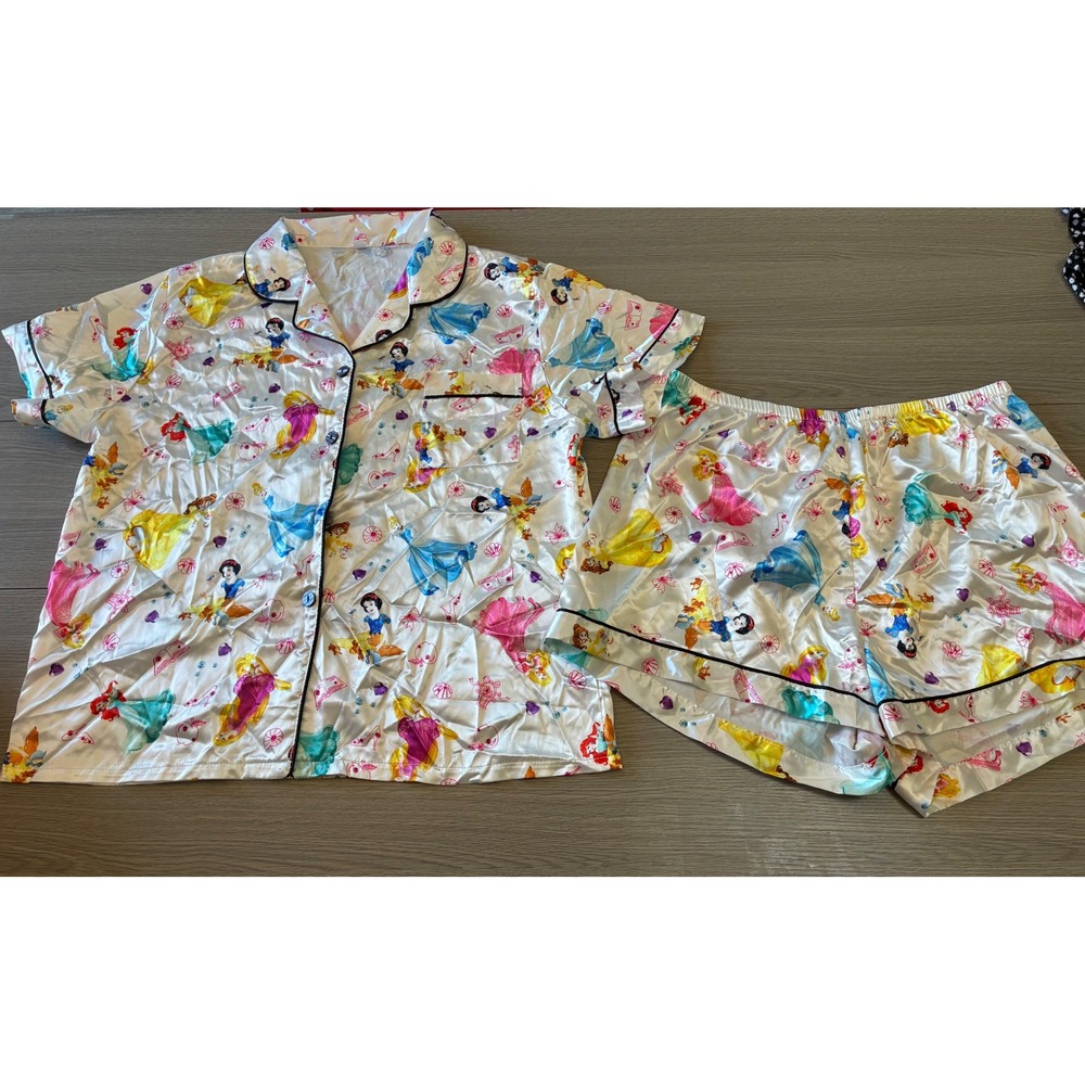 Disney Princess Satin Pj Womens XL White Short Sleeve Shorts sold not available